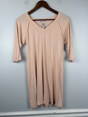 HANRO pink tan Pure Essence V-Neck Cotton Nightgown size XS